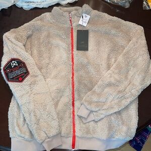 RAW GEAR UNISEX Black Fleece Sherpa Jacket. Embroidered, Patch on Sleeve Cloud